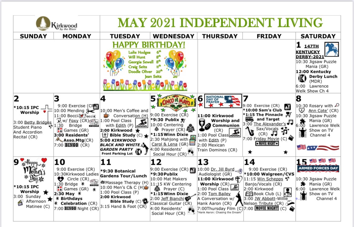 Program Calendars For May Kirkwood