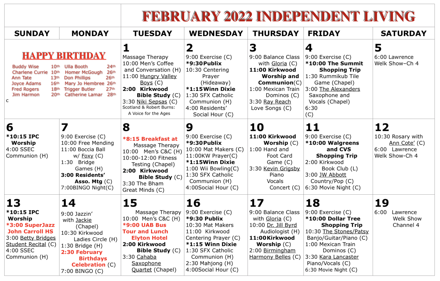 February 2022 Calendars Kirkwood